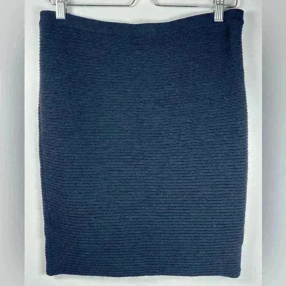 Eileen Fisher Skirt Black Wool Blend Straight Pencil Style Womens Petite Medium